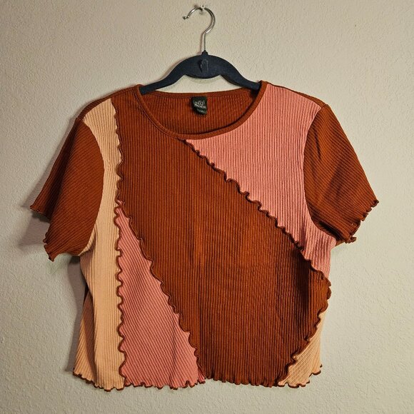 Ribbed Knit Colorblock Tee - Picture 1 of 2